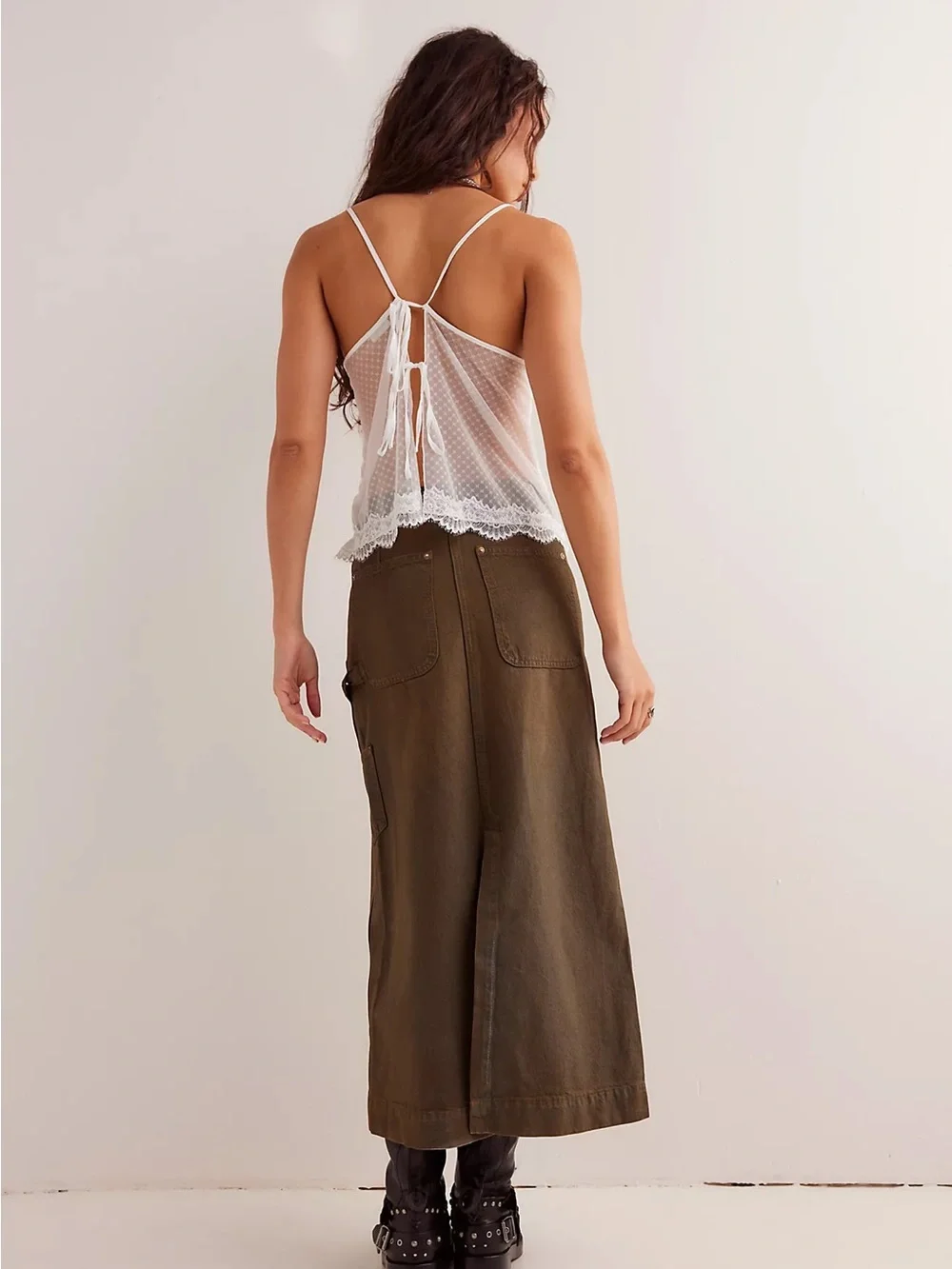 Free People Harmonica Coated Denim Maxi Skirt Sz. 28